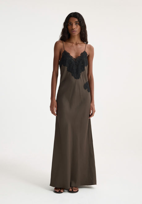 Lace silk slipdress | earth