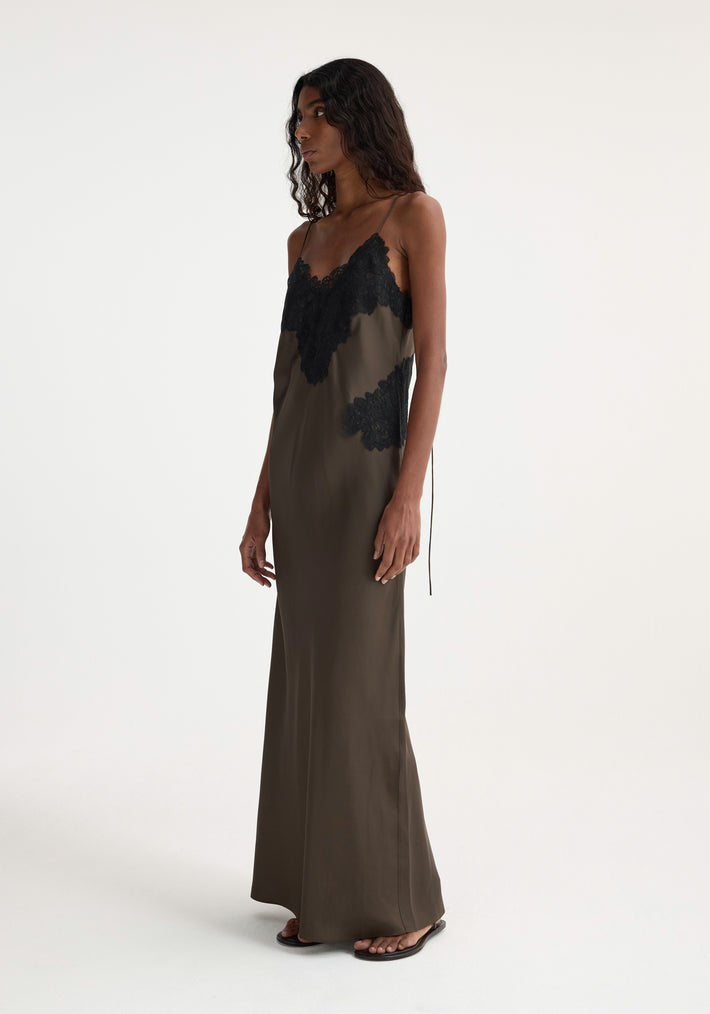 Lace silk slipdress | earth