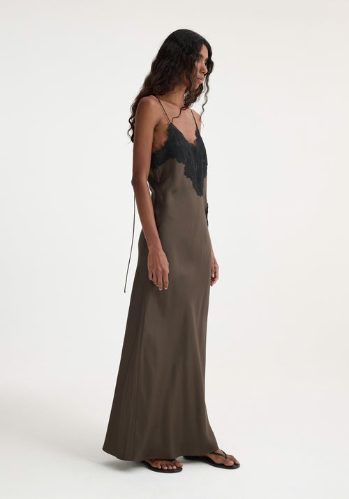 Lace silk slipdress | earth