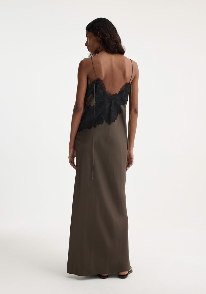 Lace silk slipdress | earth