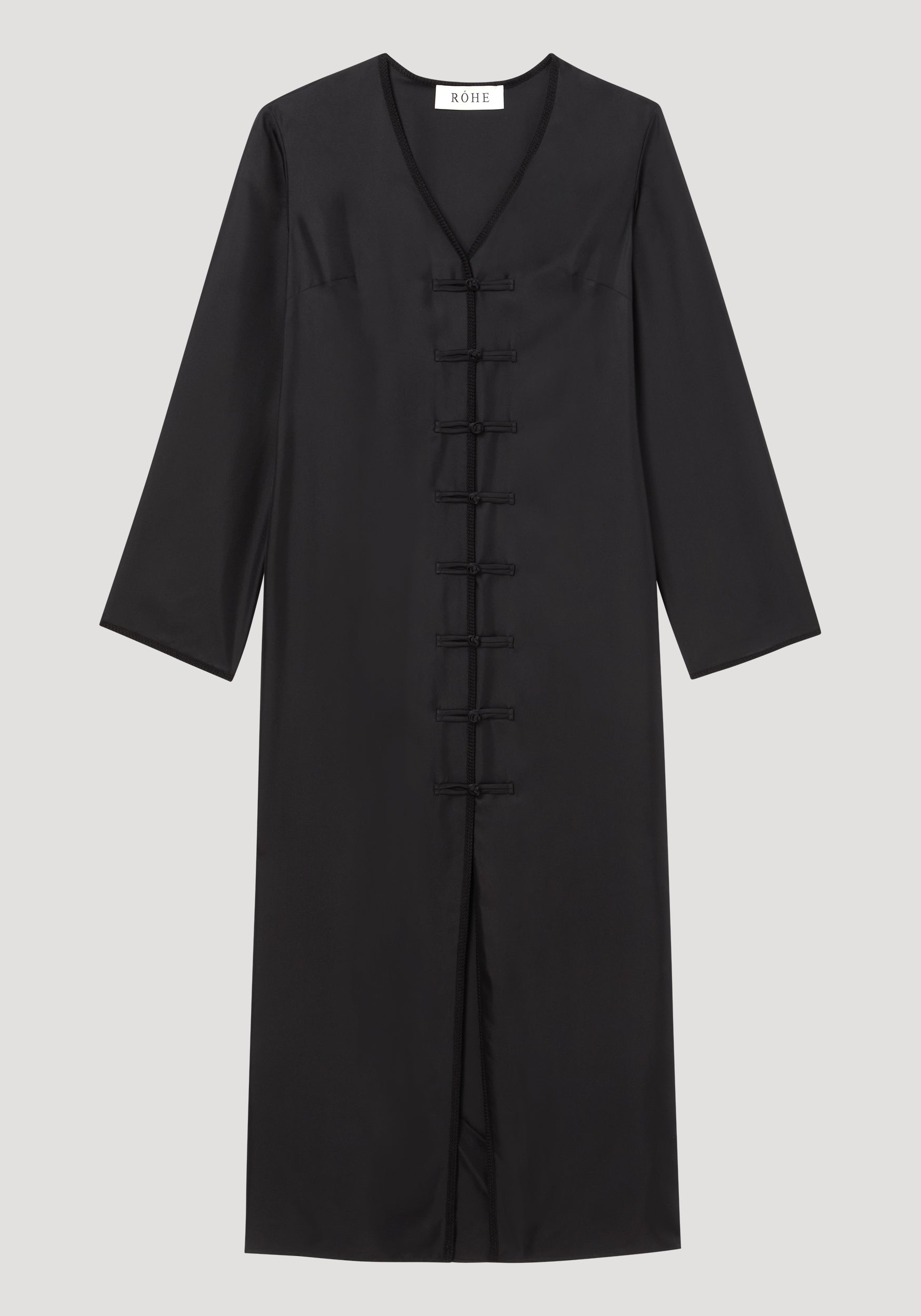 Mandarin silk dress | Black Mandarin silk dress | Black