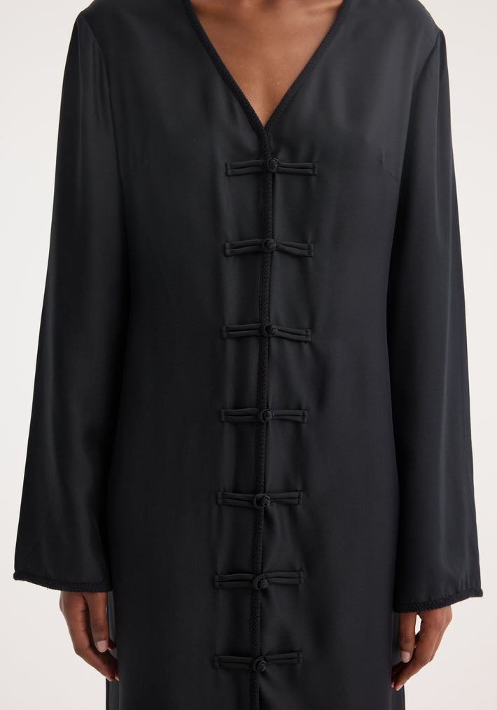 Mandarin silk dress | black