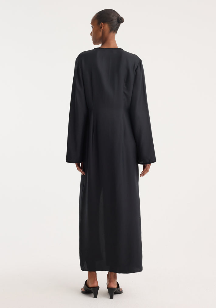 Mandarin silk dress | black