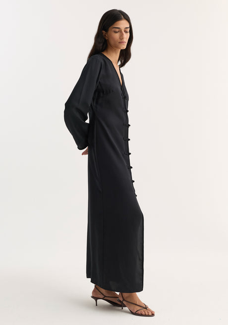 Pankou closure silk dress | black