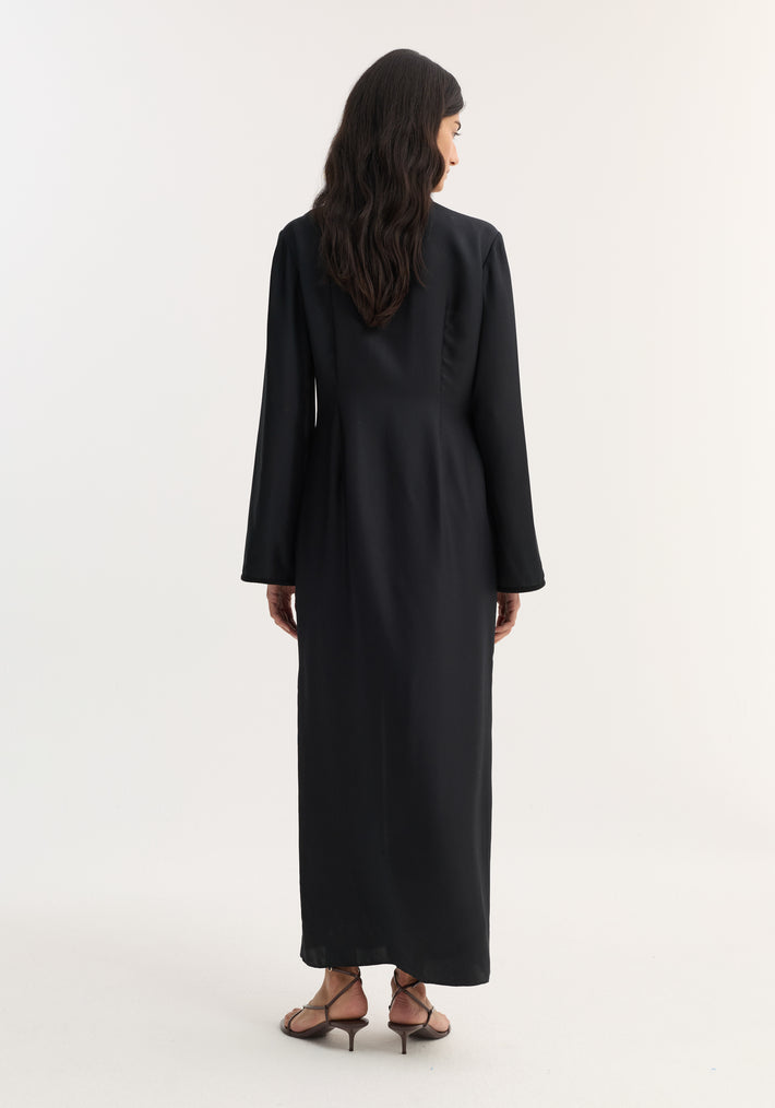 Mandarin silk dress | black