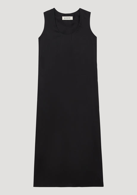Scoop-neck silk dress | black