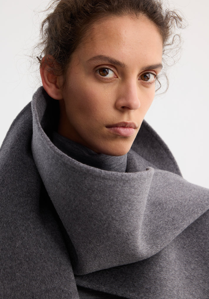 Signature double-faced scarf coat | mid grey melange