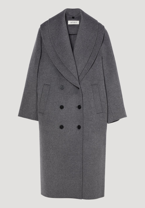 Signature double-faced scarf coat | mid grey melange