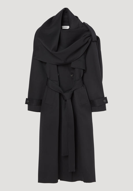 Oversized classic scarf trench | black