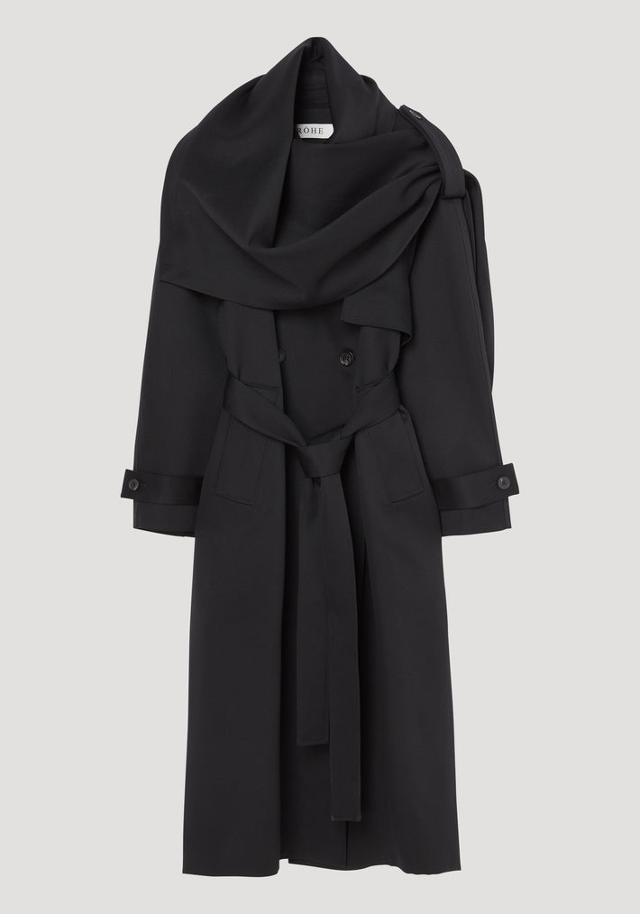 Oversized classic scarf trench | black
