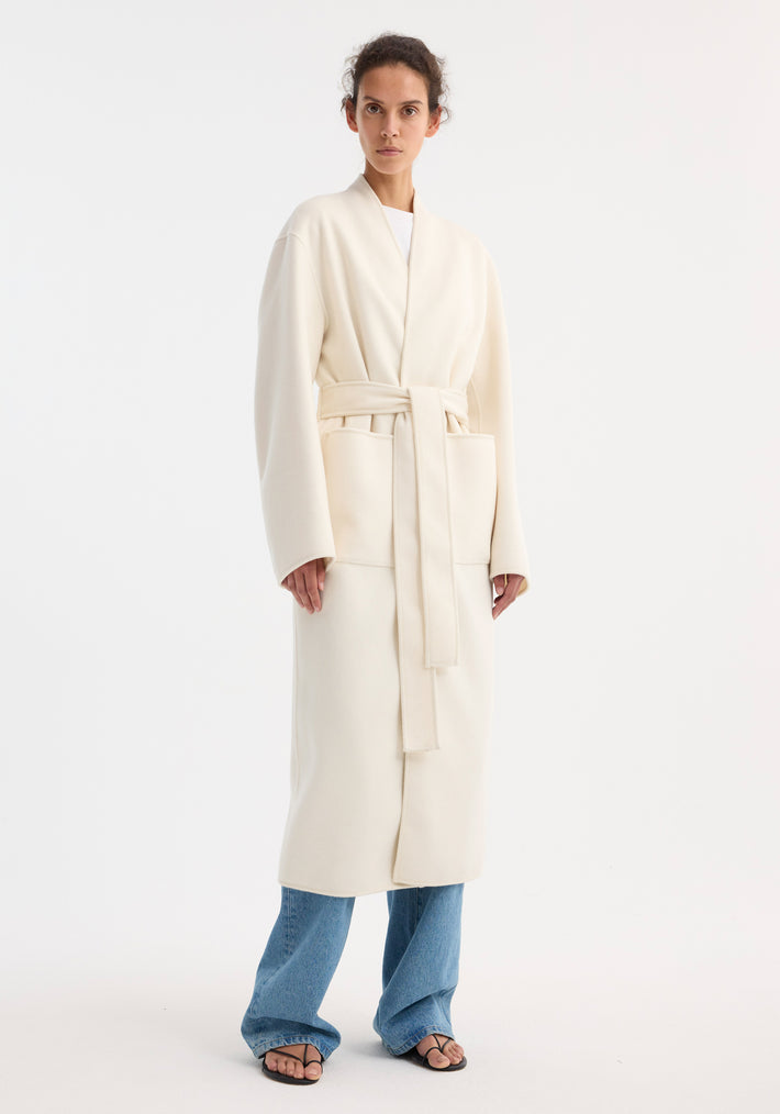 Double-faced kimono style coat | off white