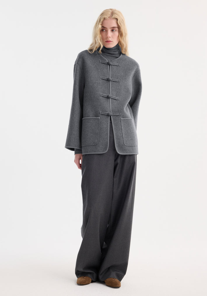Double faced wool pankou jacket | mid grey melange