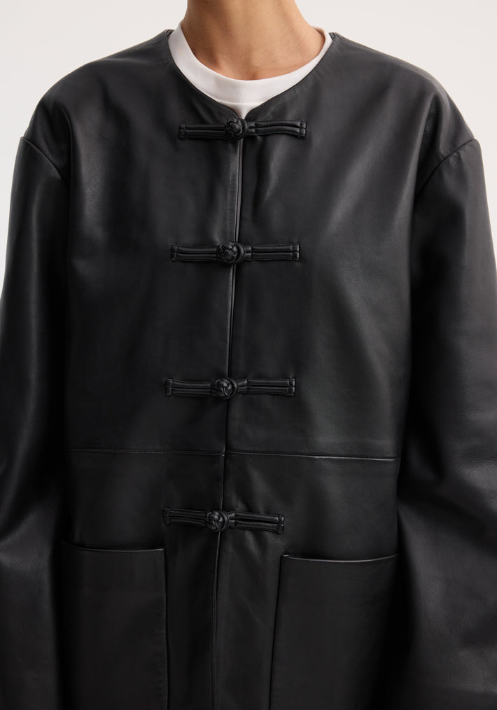 Mandarin leather jacket | black