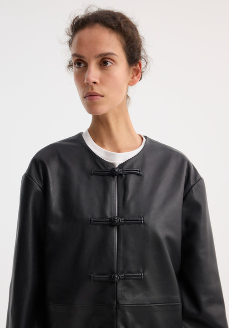 Mandarin leather jacket | black