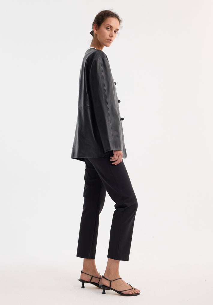 Mandarin leather jacket | black