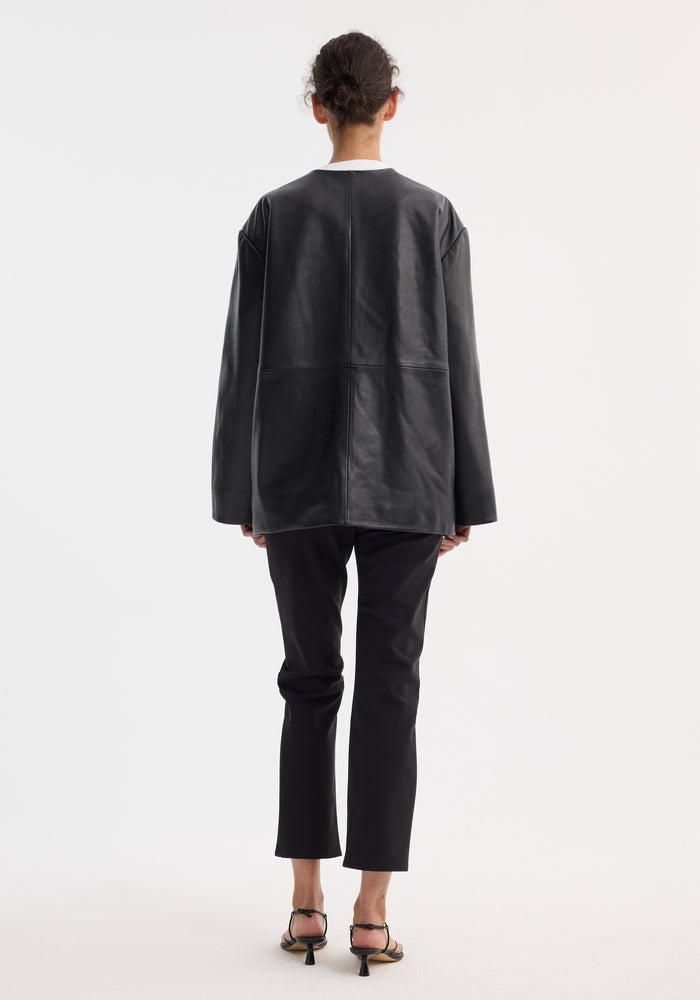 Mandarin leather jacket | black