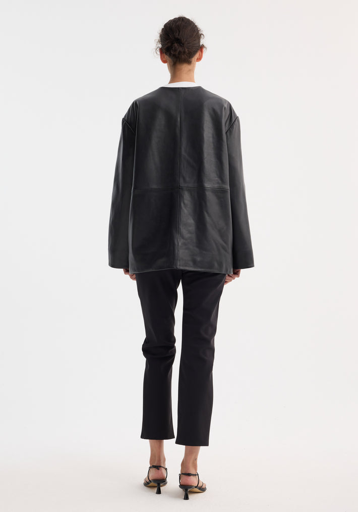 Mandarin leather jacket | black
