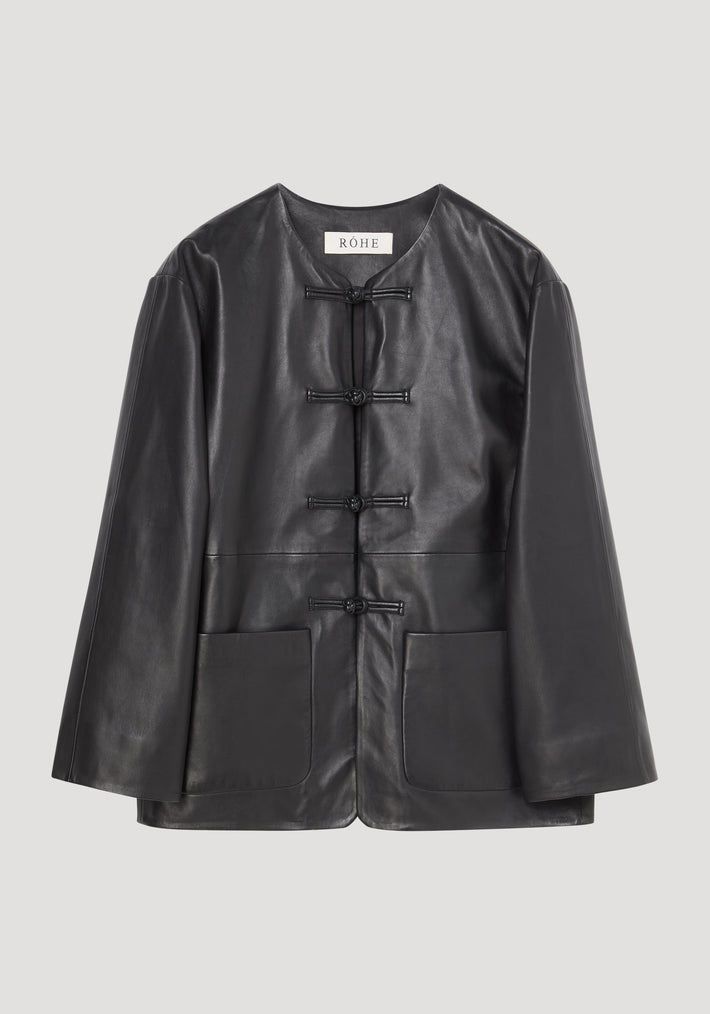 Mandarin leather jacket | black