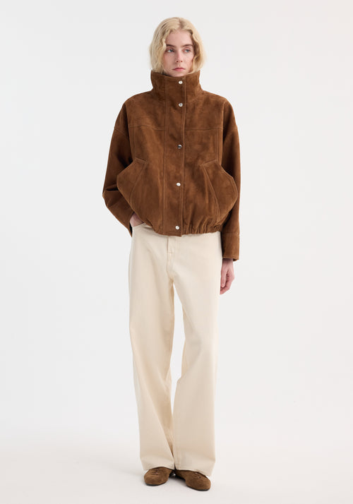 Reinvented suede jacket | cognac