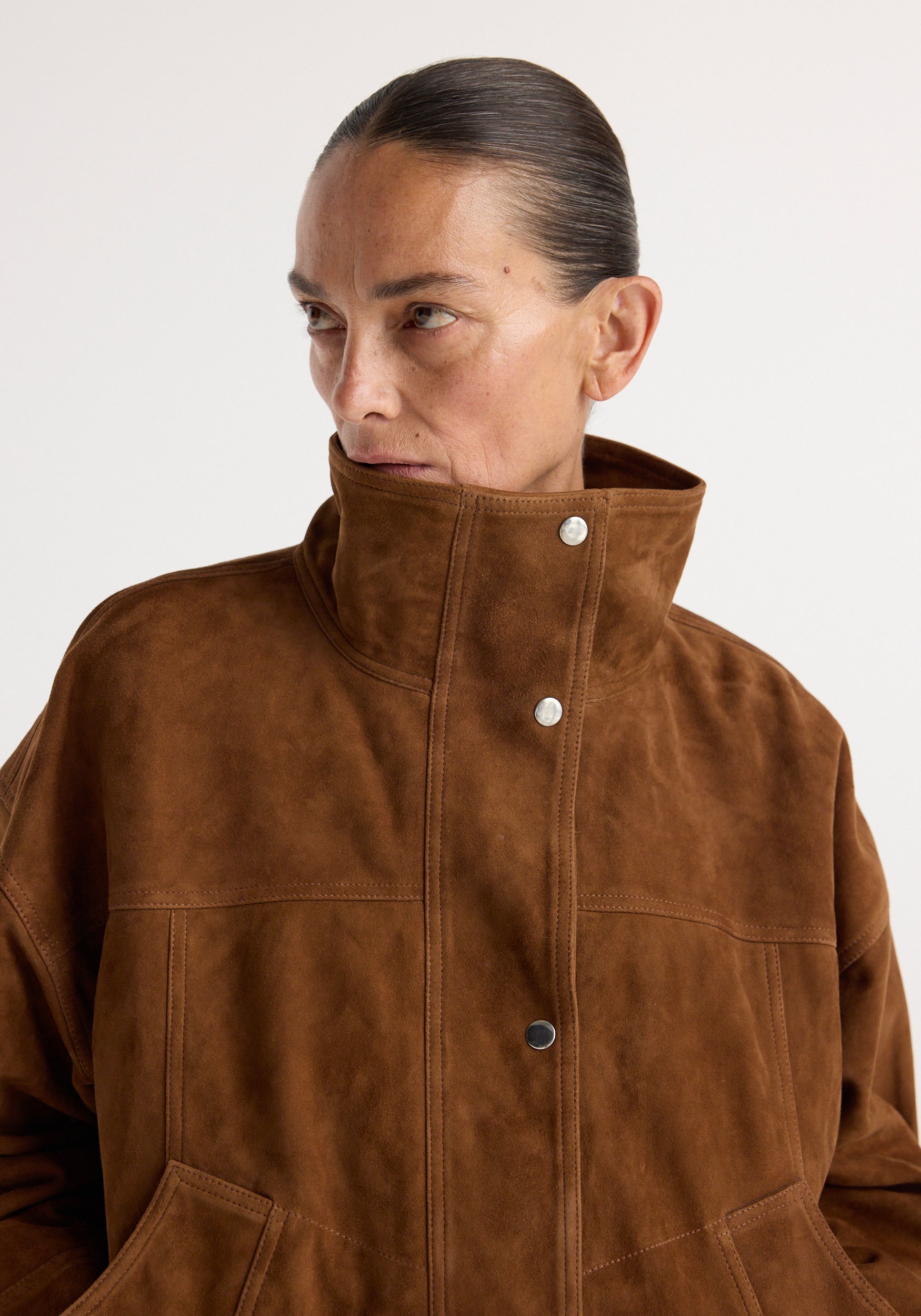 Reinvented suede jacket | cognac