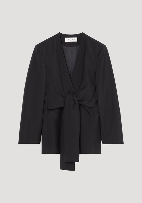 Sleeve-cinched blazer-top | black