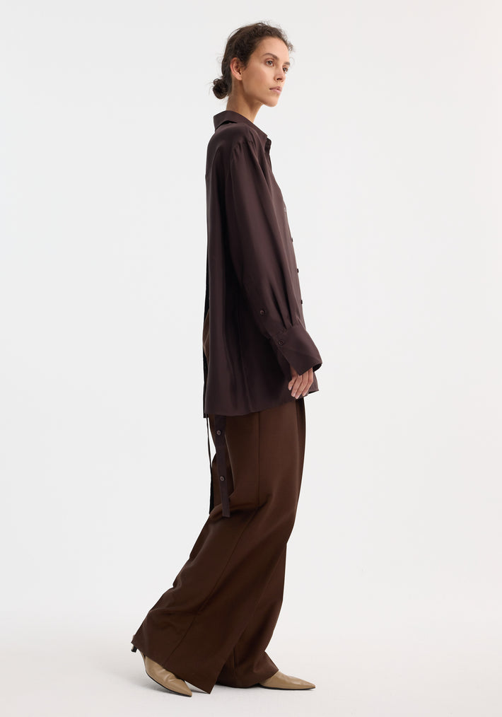 Deconstructed silk shirt | mahogany