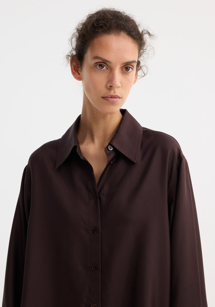 Deconstructed silk shirt | mahogany