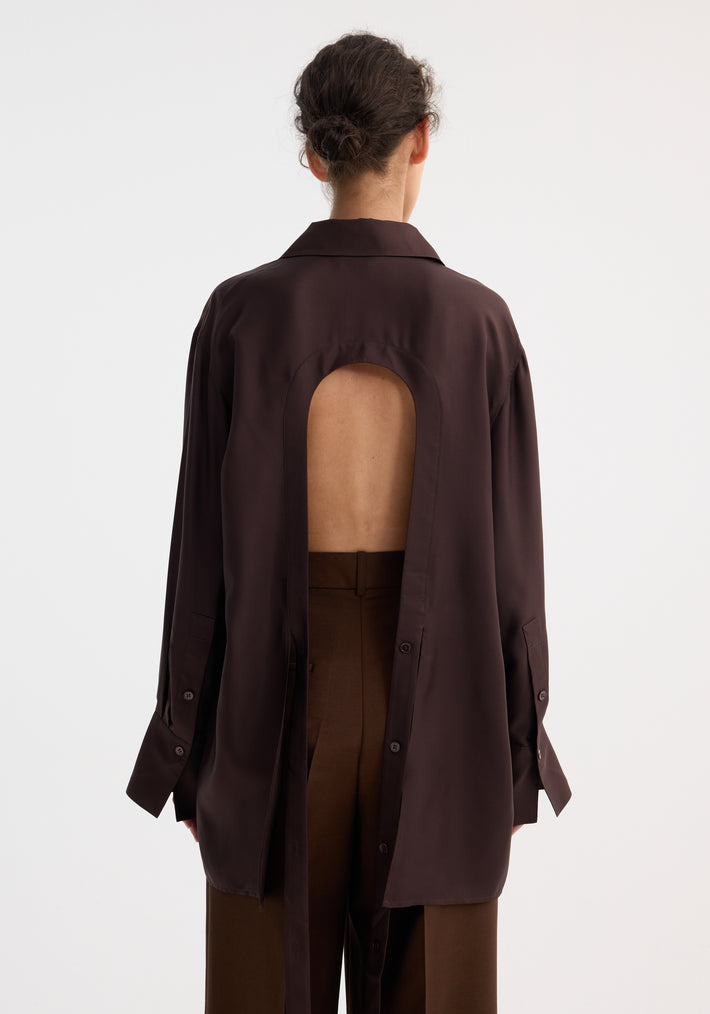 Deconstructed silk shirt | mahogany