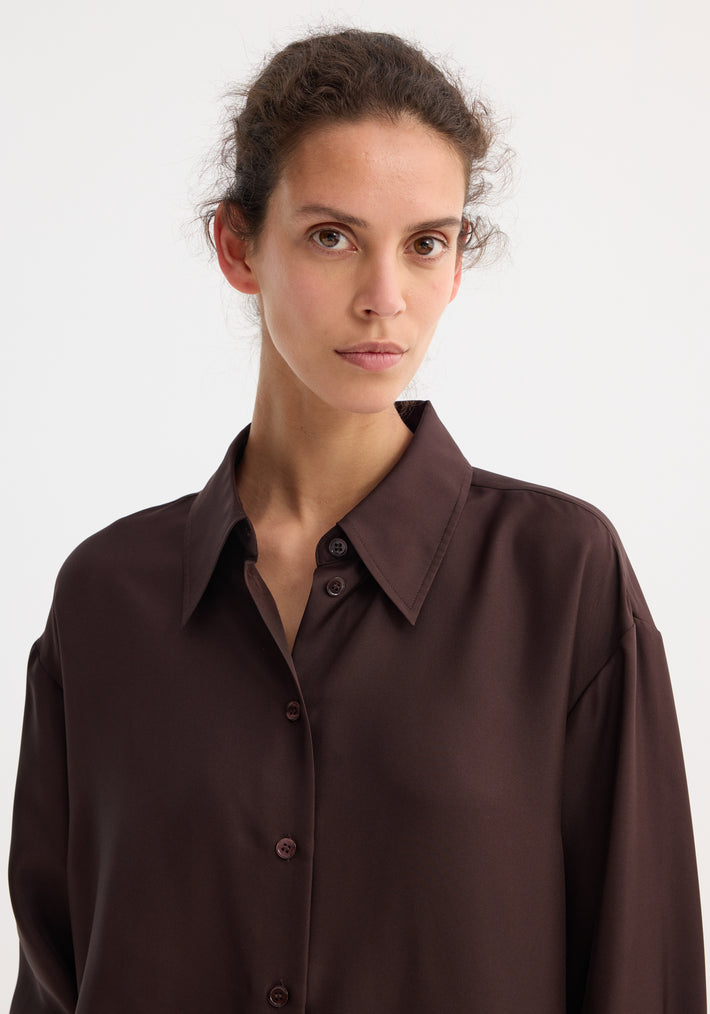 Signature elongated silk shirt | mahogany