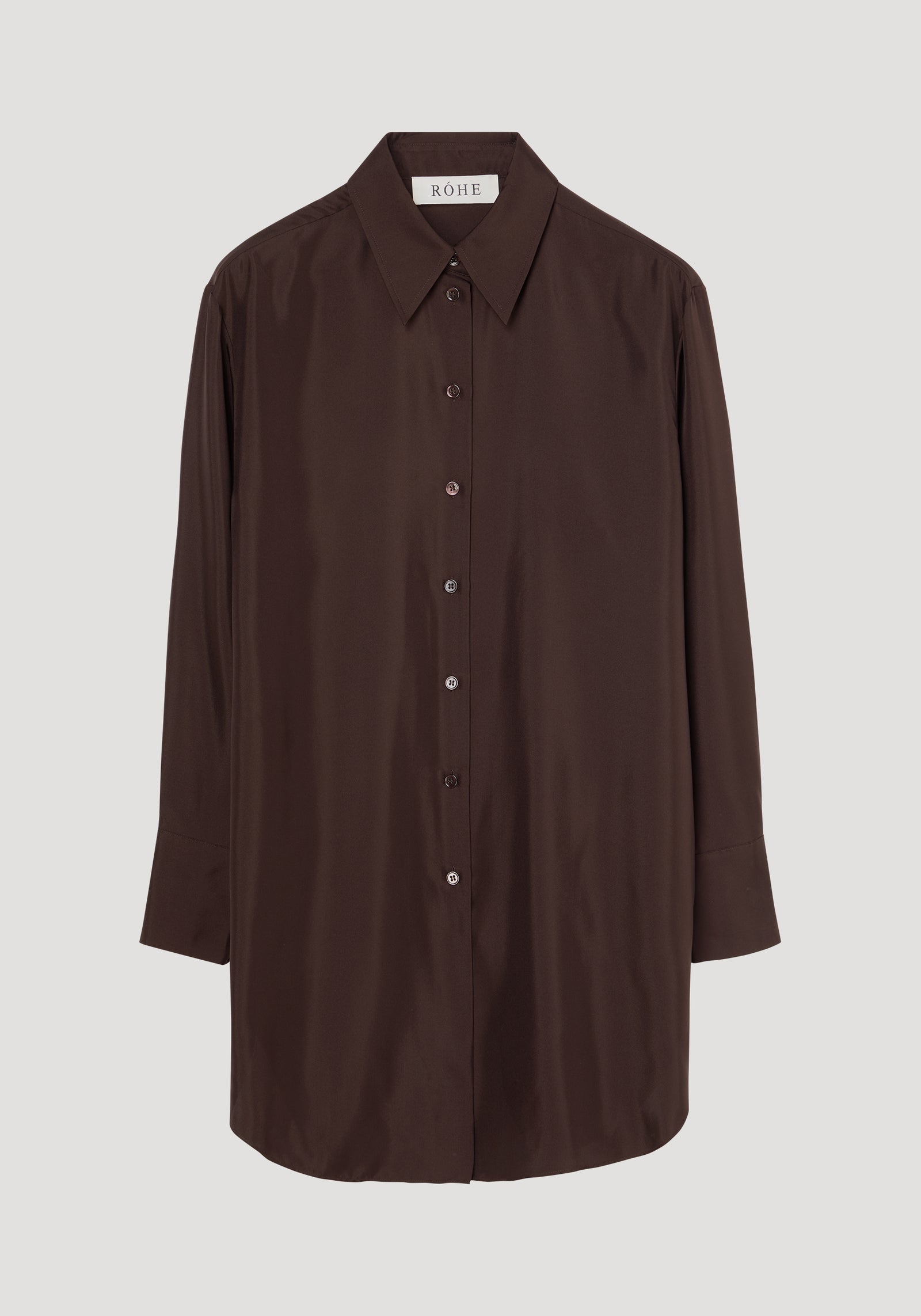Signature elongated silk shirt | mahogany