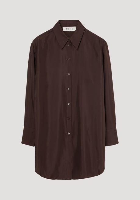 Signature elongated silk shirt | mahogany
