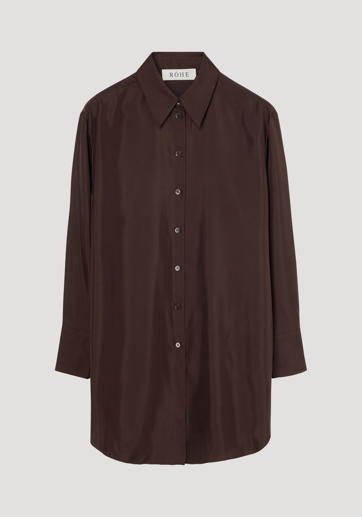 Signature elongated silk shirt | mahogany