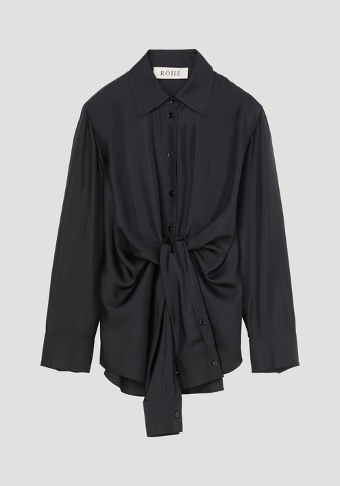 Silk knotted shirt | black