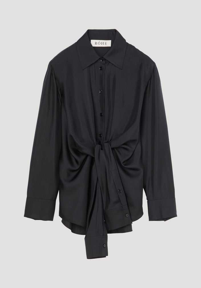 Silk knotted shirt | black