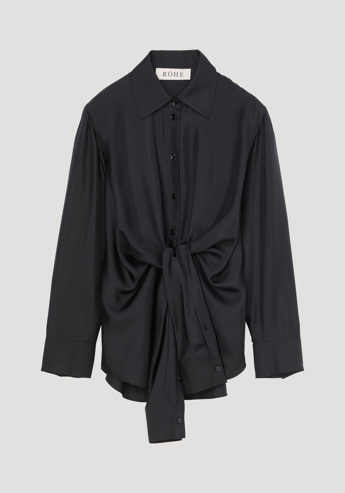 Silk knotted shirt | black