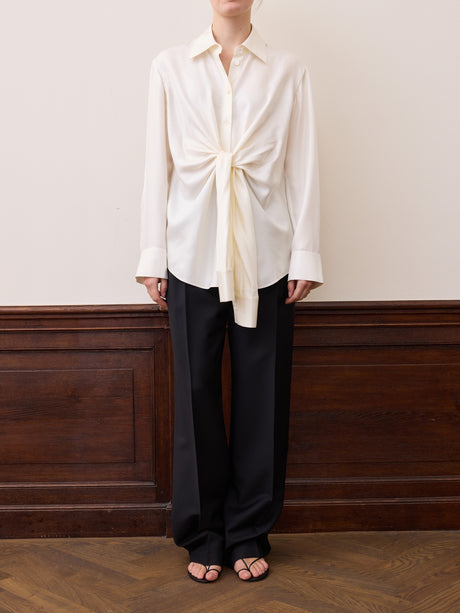Silk knotted shirt | cream