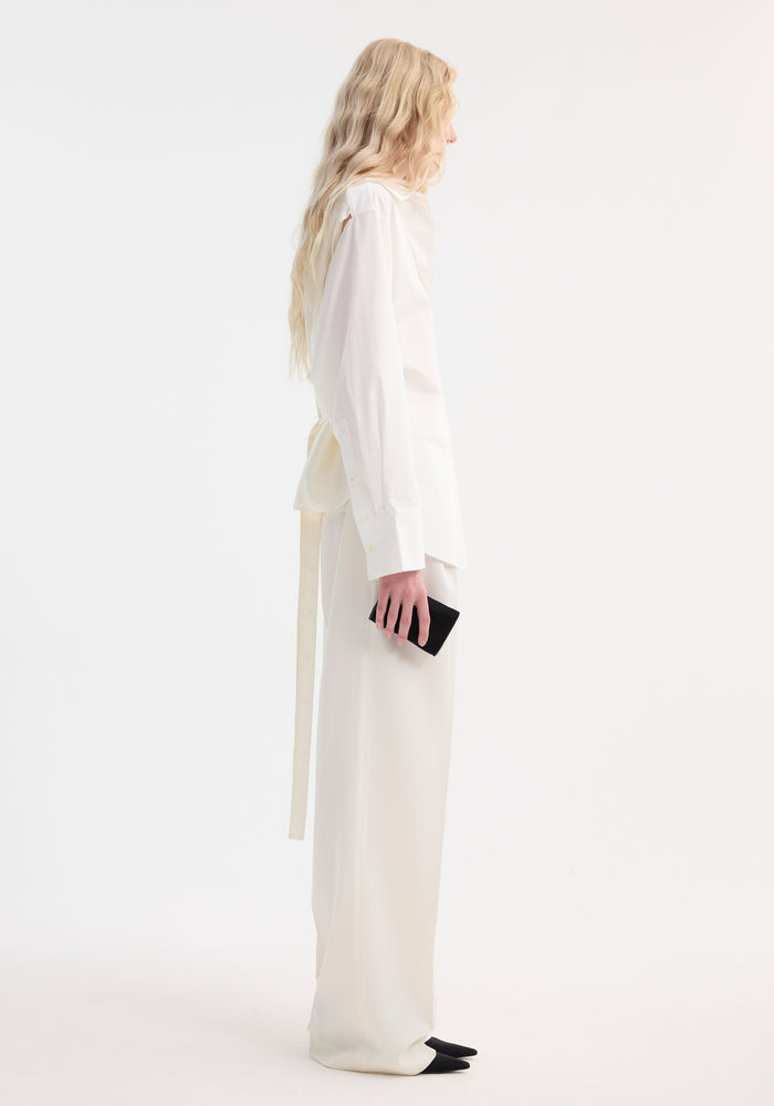 Poplin silk combined gilet-shirt | optic white