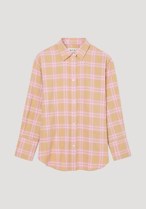 Check flannel overshirt | pink beige check