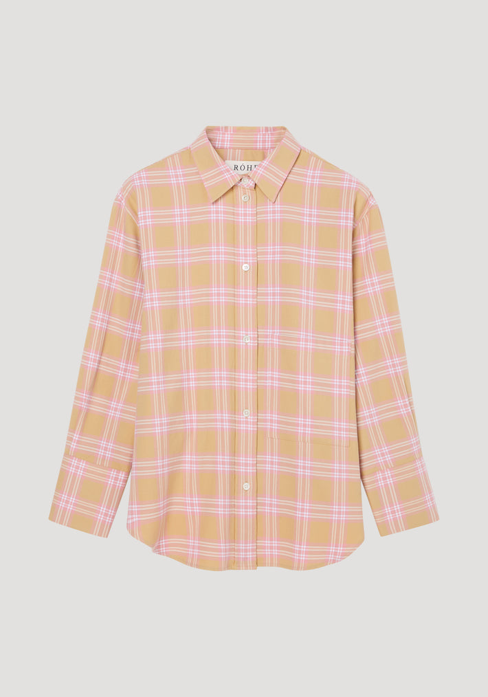 Check flannel overshirt | pink beige check