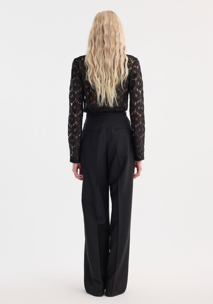 Lace turtleneck top | black