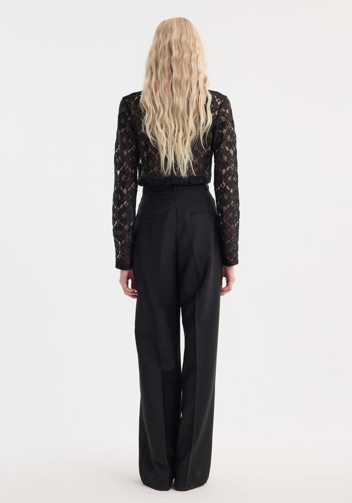 Lace turtleneck top | black