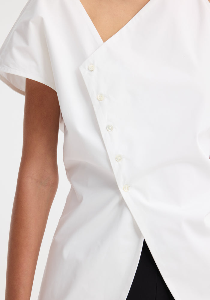 Asymmetrical poplin top | optic white