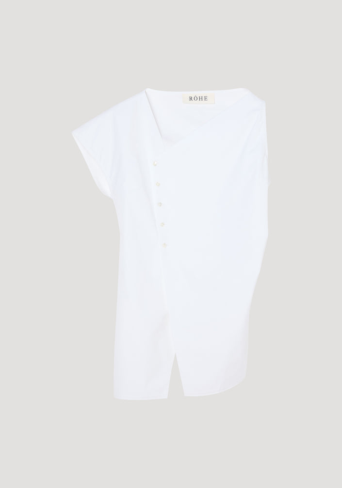 Asymmetrical poplin top | optic white