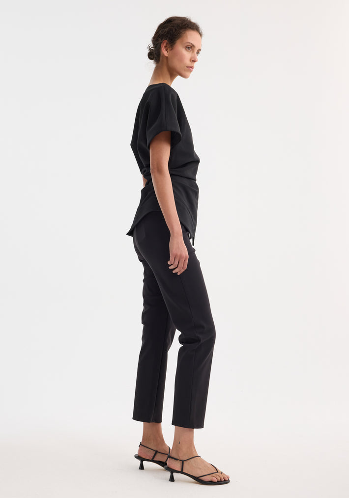 Draped lapel top | black