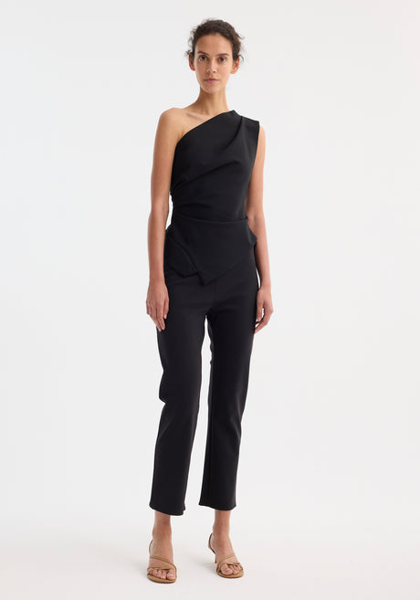 Off-shoulder lapel top | black