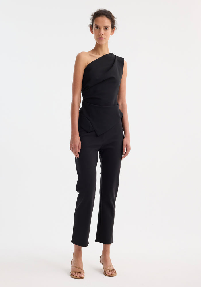 Off-shoulder lapel top | black