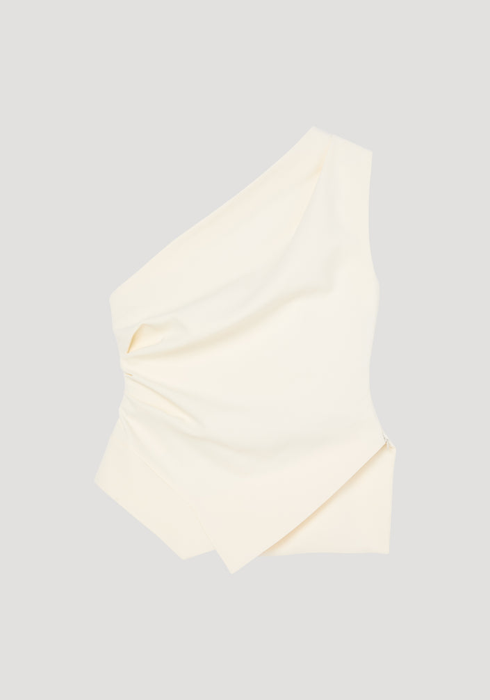 Off-shoulder lapel top | off white