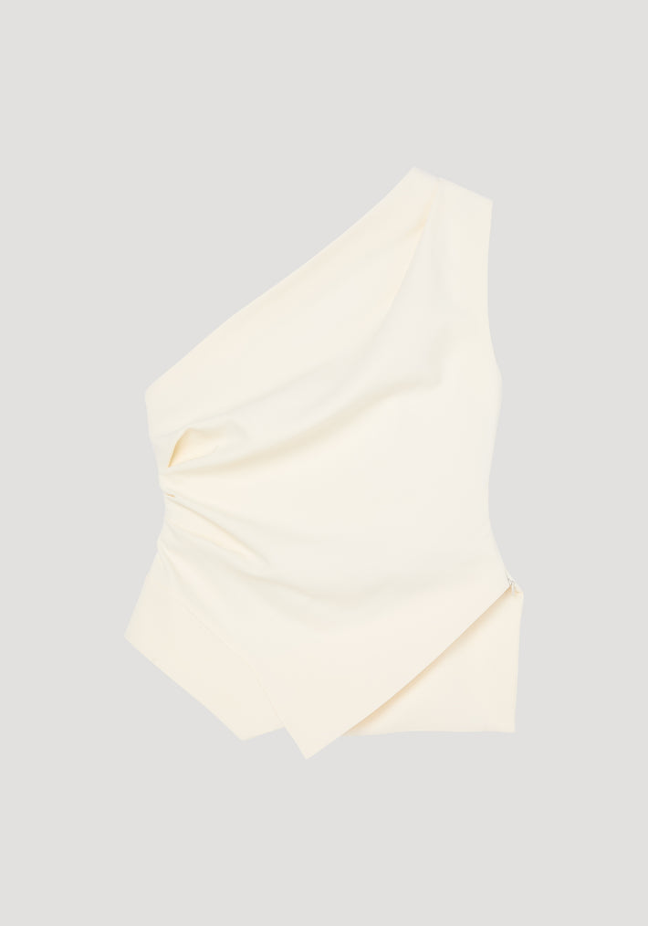 Off-shoulder lapel top | off white