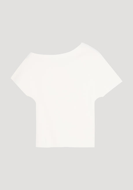 Asymmetrical Punto Milano knitted top | off white