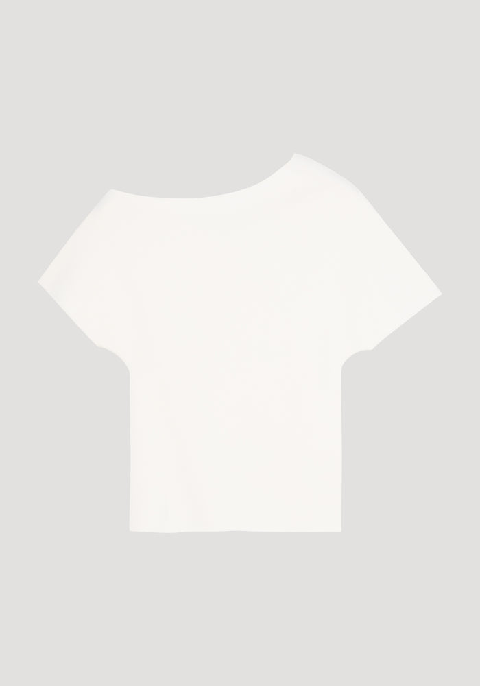 Asymmetrical Punto Milano knitted top | off white